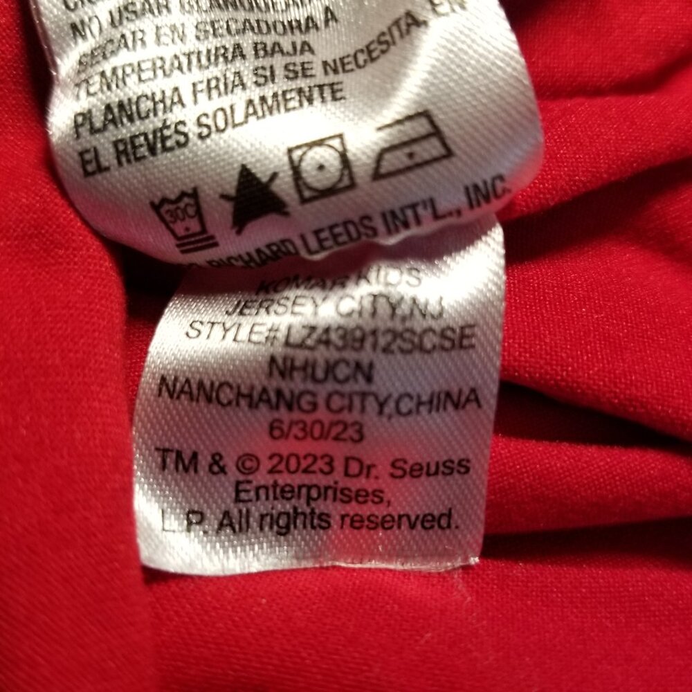 Dr Seuss The Grinch Merry Grinchmas Long Sleeve Pajama Top Youth 8 Red Christmas - Picture 7 of 7